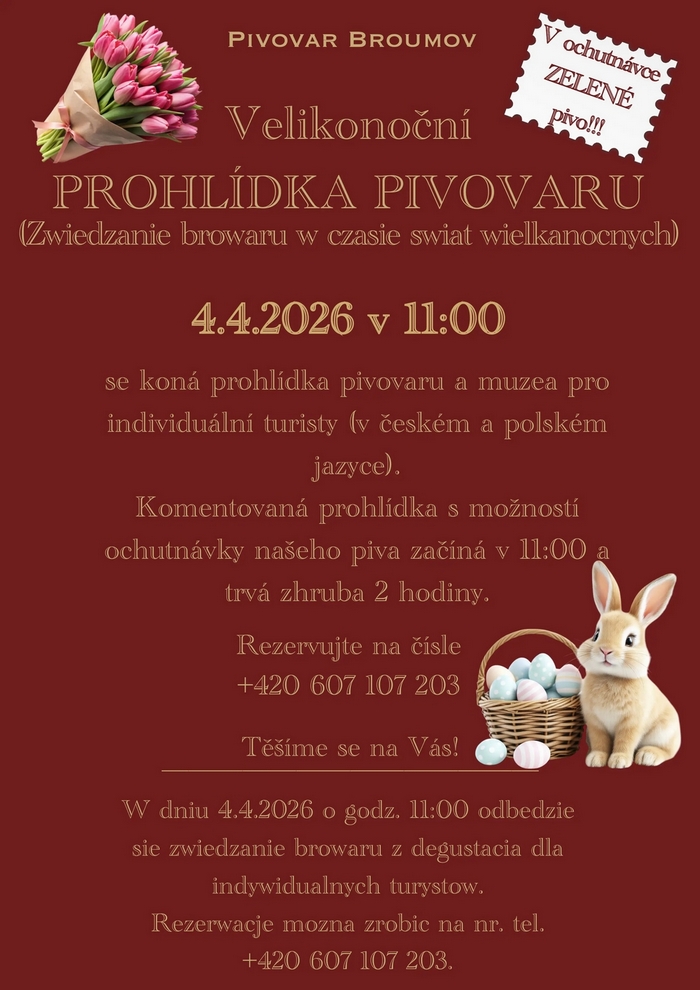 2026 Velikonoce prohlidka pivovar broumov
