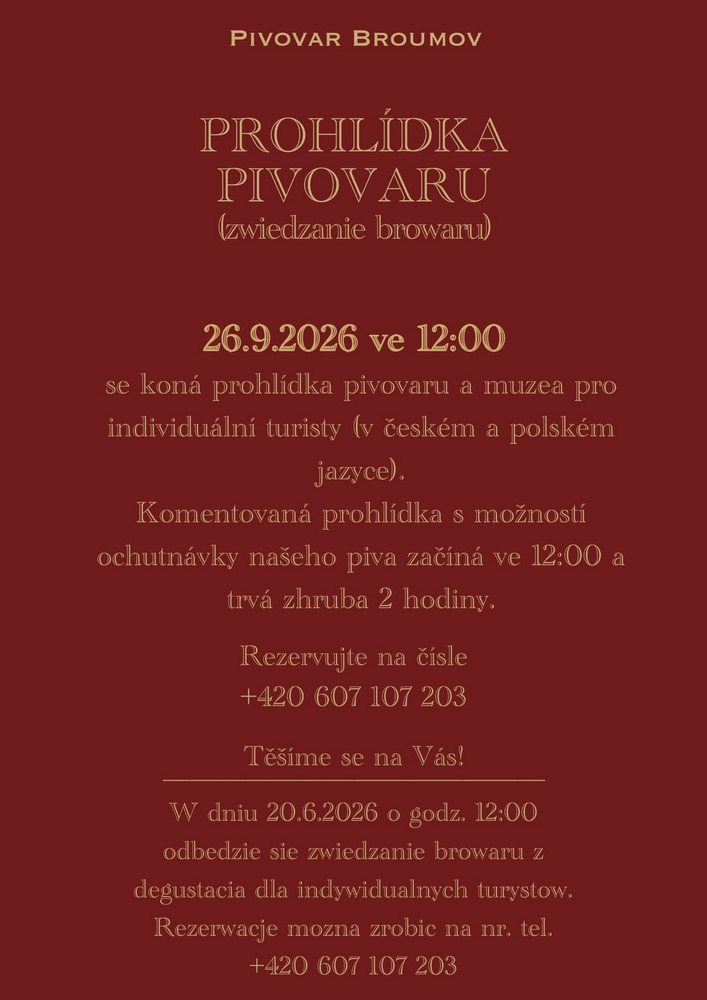 pivovar broumov prohlidka